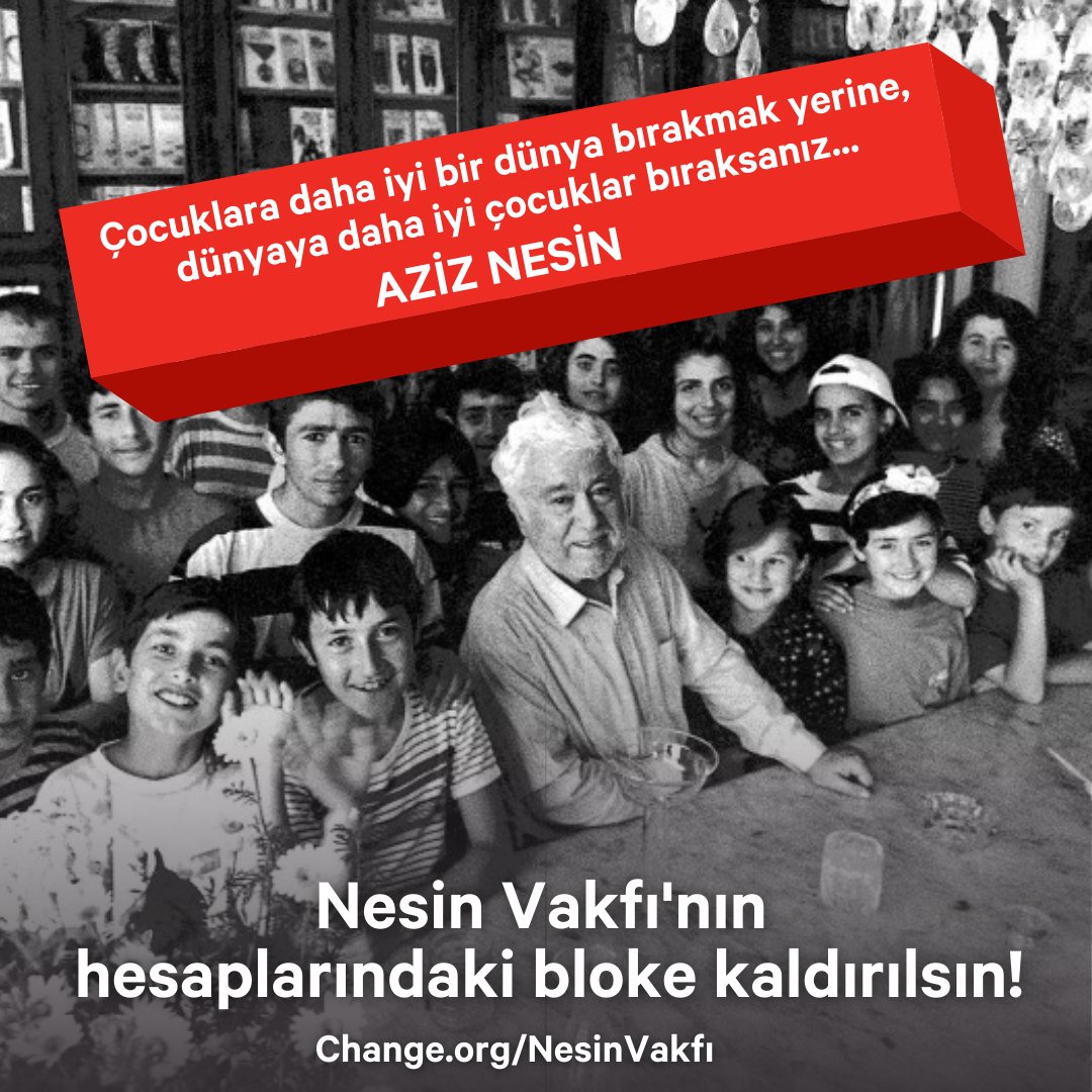 Yıllardır imkanı olmayan çocuklara eğitim hizmeti veren Nesin Vakfı'nın banka hesapları bloke edildi.

İşleminin hukuka aykırı olduğunu belirten Sema Karaoğlu, Nesin Vakfı'na destek olmak için bir kampanya başlattı.

Destek olmak için imzala, paylaş:
👉 chng.it/cKwYDbc8