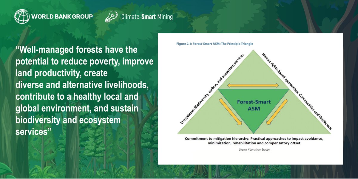 WBGPubs's tweet photo. Have you heard about the principles of #ForestSmartMining? This recent report illustrates the basis for developing forest-smart practices for artisanal and small-scale mining. Read more: https://t.co/LbOxfE2P60 https://t.co/9dJdlJzdsk