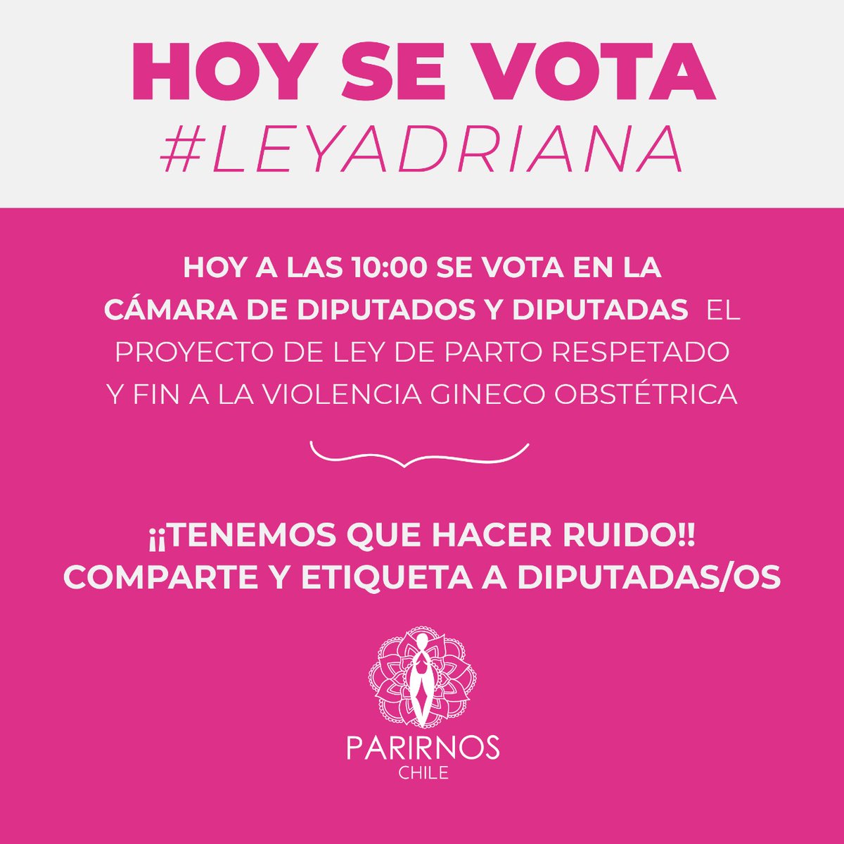 parirnos's tweet photo. LA FORMA DE NACER SI IMPORTA y por esto necesitamos su apoyo 

@Claudia_Mix @Camara_cl @KarolCariola @diputadonaranjo @carmen_hertz @BarchiesiDip @boris_barrera @PamJiles @erikaoliverad @gonzalowinter @MaiteOrsini 

#leyAdriana 
#ViolenciaDeGenero
#violenciaobstétrica https://t.co/QJHMs5lLif