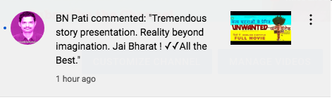 पता चला, मूवी माफिया क्यों आउटसाइडर प्रतिभाओं को दबाती है?  फिल्म रिलीज से रोकती है? जनता को 'अनवांटेड'  देखना ज़रूरी है।  यूट्यूब में रिलीज, सार्थक सिद्ध हुआ। 
बी इन पती -" कहानी की जबरदस्त प्रस्तुति. कल्पना से परे हकीकत जय भारती !" #supportunwanted #unwantedhindimovie
