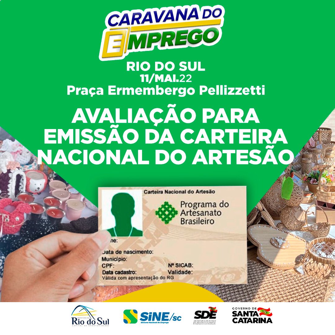 PrefRiodoSul's tweet photo. Amanhã é dia de Caravana do Emprego em Rio do Sul. Não perca essa oportunidade. Bora lá!

#empregos #riodosul #sc #oportunidade https://t.co/Y38OvWKkEX