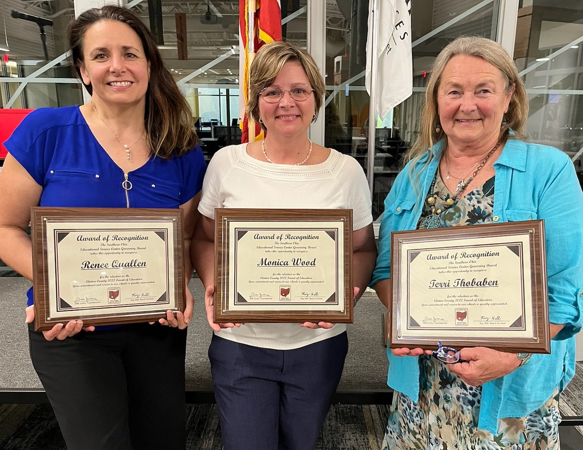ClintonCoHealth's tweet photo. Members of the CCHD Team and our Board of Health President were recognized as the 2022 Friends of Education Award Recipients for Clinton County. Southern Ohio Educational Service Center, we are honored! #friendsofeducation @SouthernOhioESC https://t.co/Kpk4zJNAzZ
