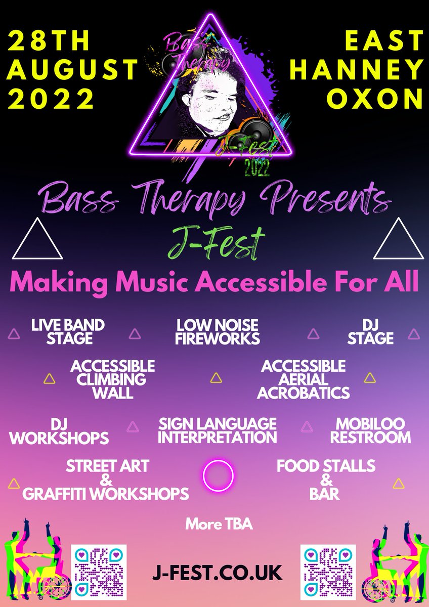 _BassTherapy_'s tweet photo. J-Fest, Oxfordshire's Finest (in our opinion) Accessible Festival is back with a BANG! Bringing Incredible Music, Great Entertainment and most importantly Accessibility, all in Jody's Honour. #AccessibleFestival #DnB #Accessibility #InclusionNotExclusion #SignLanguageInterpreters https://t.co/RgoN9nBtIy