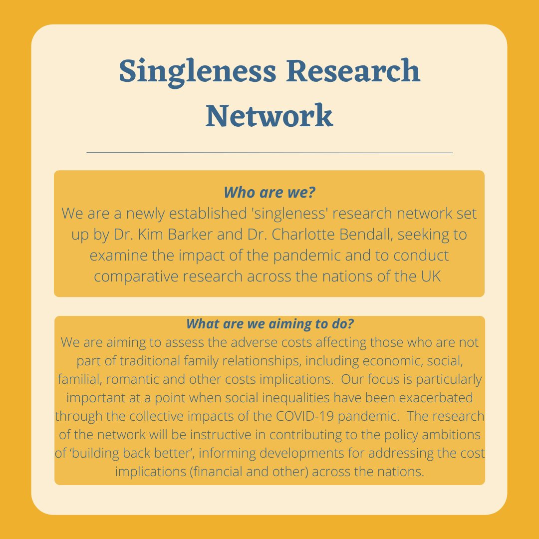 Who are we?  The Singleness Research Network is a collectivity aiming to examine the impact of pandemic restrictions, limitations, and frameworks on single people/households with the aim of conducting comparative research across the nations of the UK