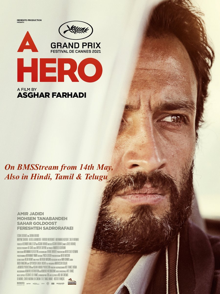 Binged_'s tweet photo. Yesss! 

Asghar Farhadi's  'A HERO' streams on @BmsStream from 14th May!

Also available in Hindi, Tamil &amp; Telugu

#AHero won the GrandPrix at #Cannes

#AsgharFarhadi #Iranianfilms #AcademyAwards #AmirJadidi #grandprix https://t.co/XLBGqX3opw