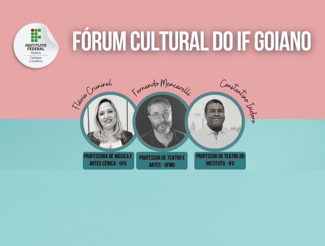 [EXTENSÃO]: Participe do I Forum Cultural
Evento visa debater os conceitos e dimensões da política de cultura no IF Goiano. Fórum será realizado no dia 26 de maio.

Saiba como participar: bit.ly/3L2yix7