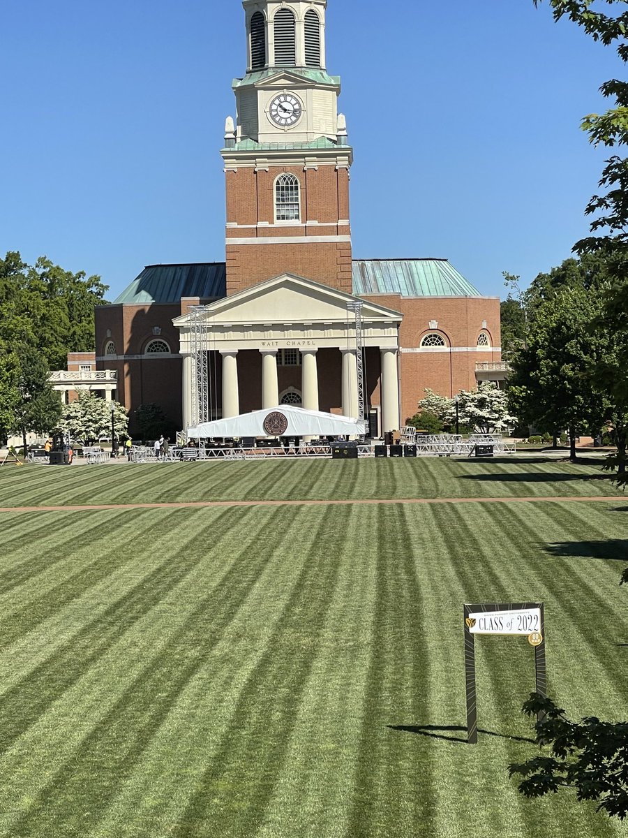 Stage is rising, #WFU22…&amp; your photo op awaits (front Quad, at right). Takes a wonderful village to get you all Commenced!