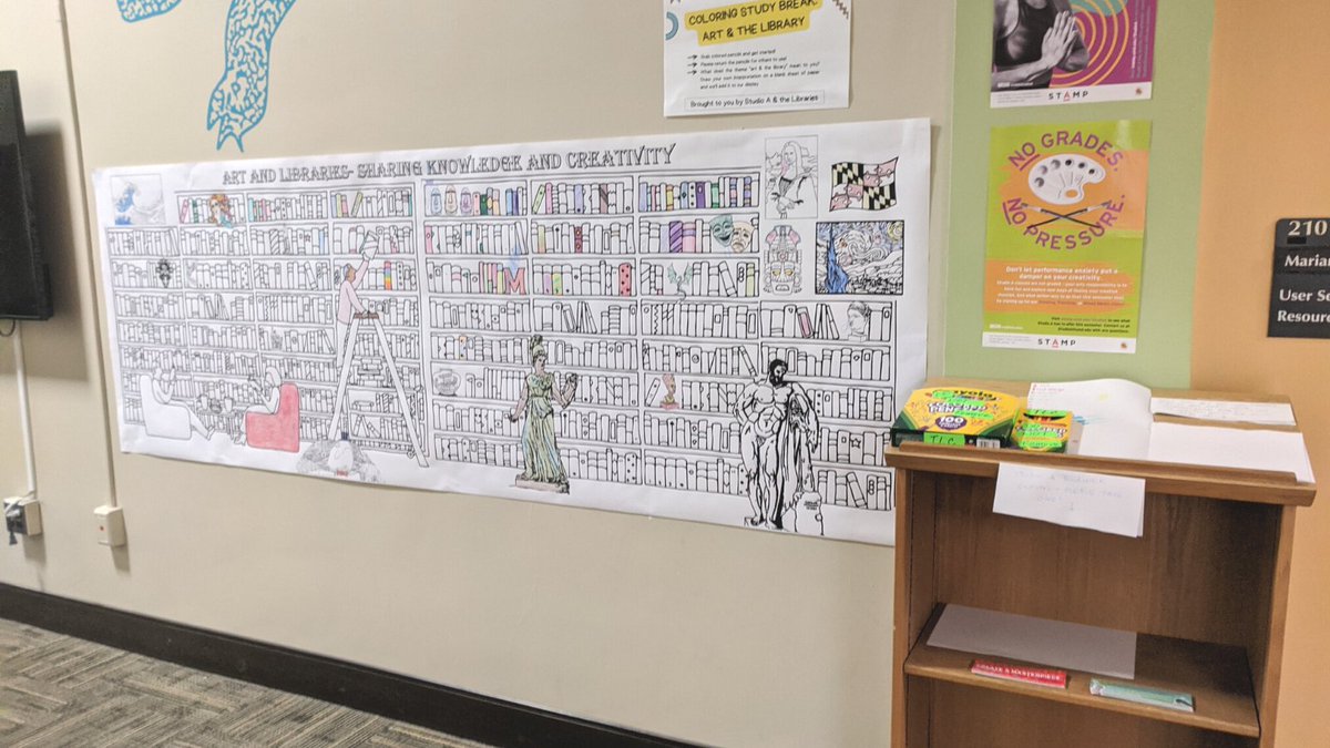 Ready to take a break from studying? Join us and <a href="/UMDStudioA/">Studio A</a> on the second floor of McKeldin to draw what art and libraries means to you, and see it added to our display! 🎨