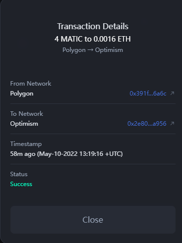 A120110119's tweet photo. "Episode 4: optimism
just $0.5 fee for Polygon to OP 😳 😳 😍 😍
@hashflow_" https://t.co/MMMEIEzraA