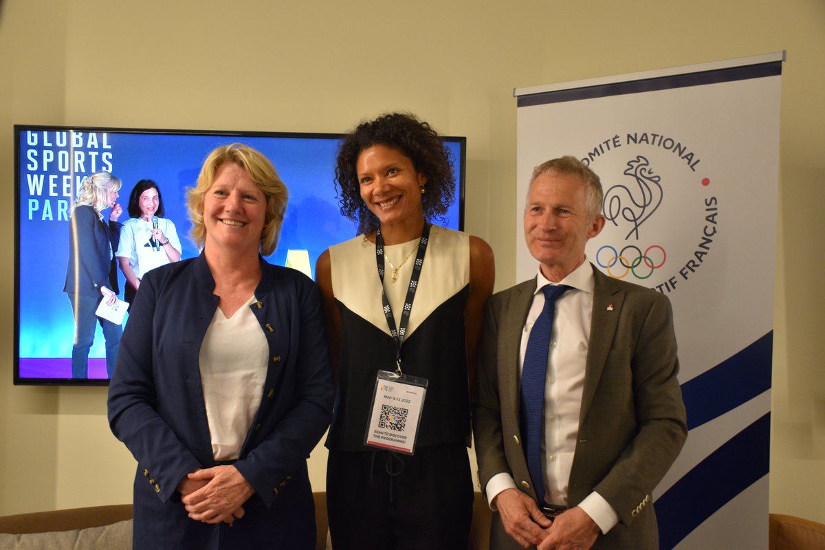 FranceOlympique's tweet photo. #GSWParis Rencontre et échanges entre @BrigitHenriques, présidente du #CNOSF et @hnatorp, président du @DIFidraet, sur la lutte contre la #sédentarité, la conduite d'une politique environnementale responsable et sur les perspectives de #coopération entre les comités 🇫🇷 et 🇩🇰. https://t.co/T7VL8092kA