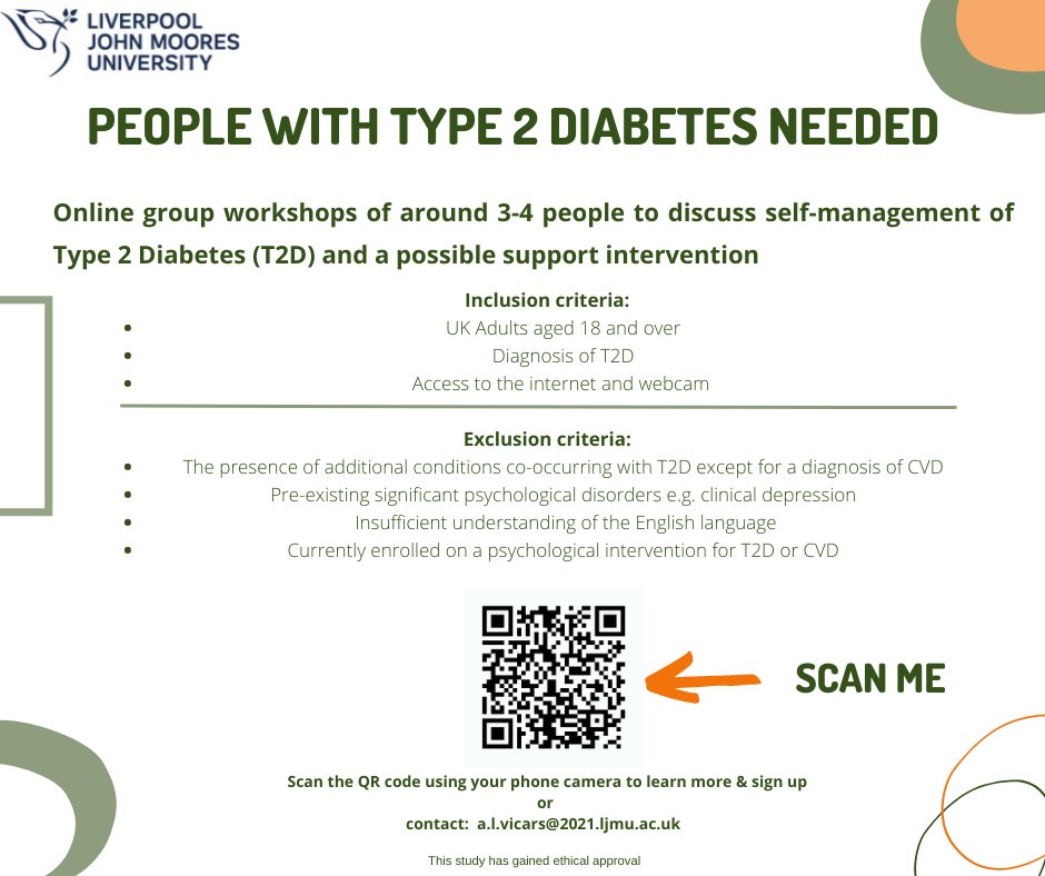 AmyVicars's tweet photo. Looking for people with Type 2 Diabetes to take part in a 1-hour online group workshop. See poster below or click the link👇 Date/time negotiable. 
https://t.co/FCFoJb7UL9

#diabetes #diabetesmanagement #type2diabetes @DiabetesUK @DPsychNetwork @Diabetescouk @DrLisaNewson https://t.co/t1a1x8yd7P