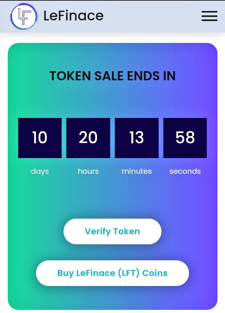 lefinace's tweet photo. $LFT ICO starts now, Buy now and #HODL 
#cryptocurrency #BSCgems #BinanceSmartChain 
https://t.co/8lxo79eoNc https://t.co/zgHDqysXss