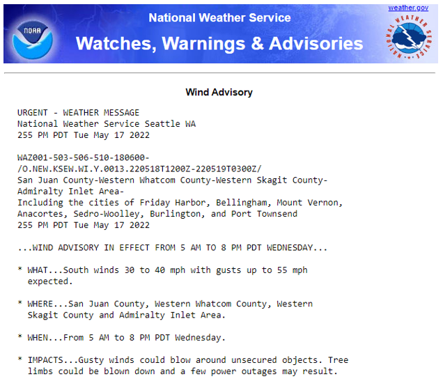sjcdem's tweet photo. Strong winds forecast for Wednesday in islands, gusts to 55mph. #summerwhereareyou https://t.co/DHdCW4Ti0T