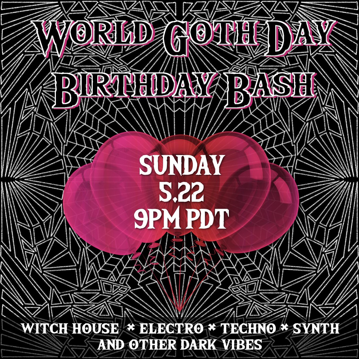 djshadowlace's tweet photo. I'm a World Goth baby! 🦇🦇🦇
Join me on the dancefloor this World Goth Day as we celebrate my birthday with my favorite dark vibes. (You know we're going HEAVY on that VANTA sauce!)
Sunday 5.22
9pm PDT
https://t.co/W1W5mDXh8g
#worldgothday #worldgothbaby #birthday #birthdaybash https://t.co/fkitO1wyUJ