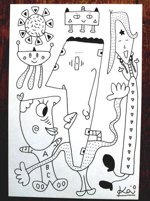 今朝は1枚ポストカード描きました。個展会場では、即興のイラストを¥500で販売しようと思ってます。モノクロの絵にも価値が生まれてきたし、有意義のある個展会場での時間にしたいので。これはピカソの様な絵です。ピカソには憧れ、いつか辿り着きたいと思っています。それでは、お仕事行ってきます。 