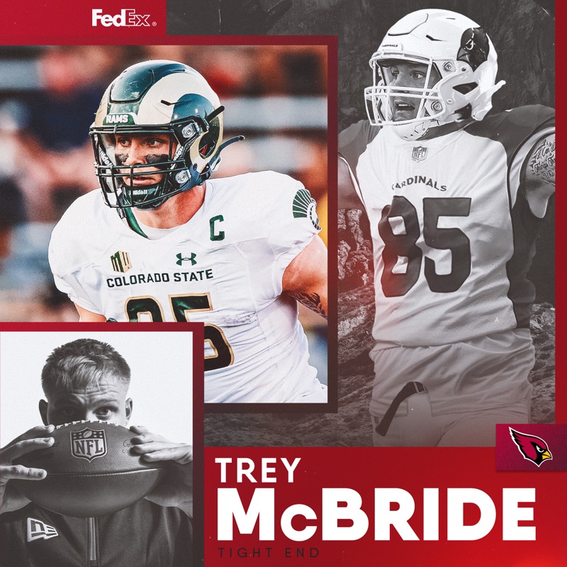 AZCardinals's tweet photo. We have signed TE Trey McBride, CB Christian Matthew, and OL Marquis Hayes to four-year contracts.
