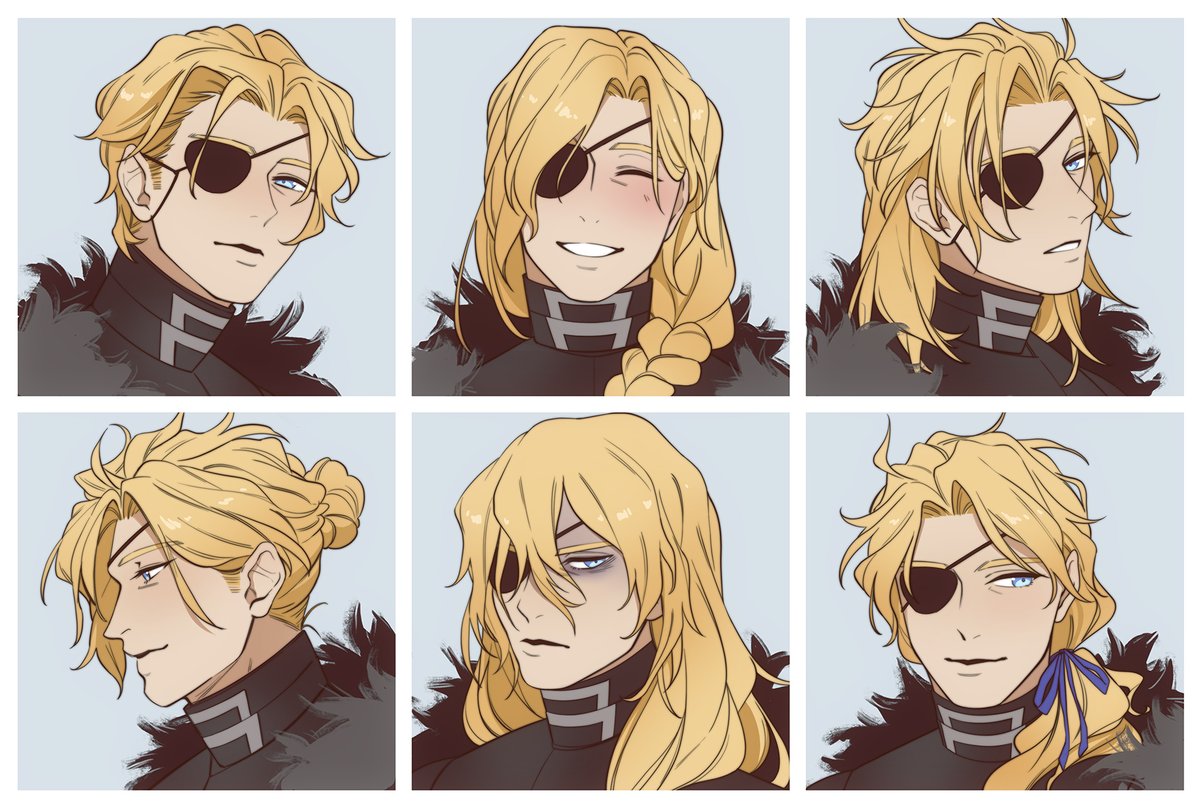 ruebirds's tweet photo. been feeling very enabled by current events so have a bunch of dimitri hair styles!!! https://t.co/SaRSGgt6Ue