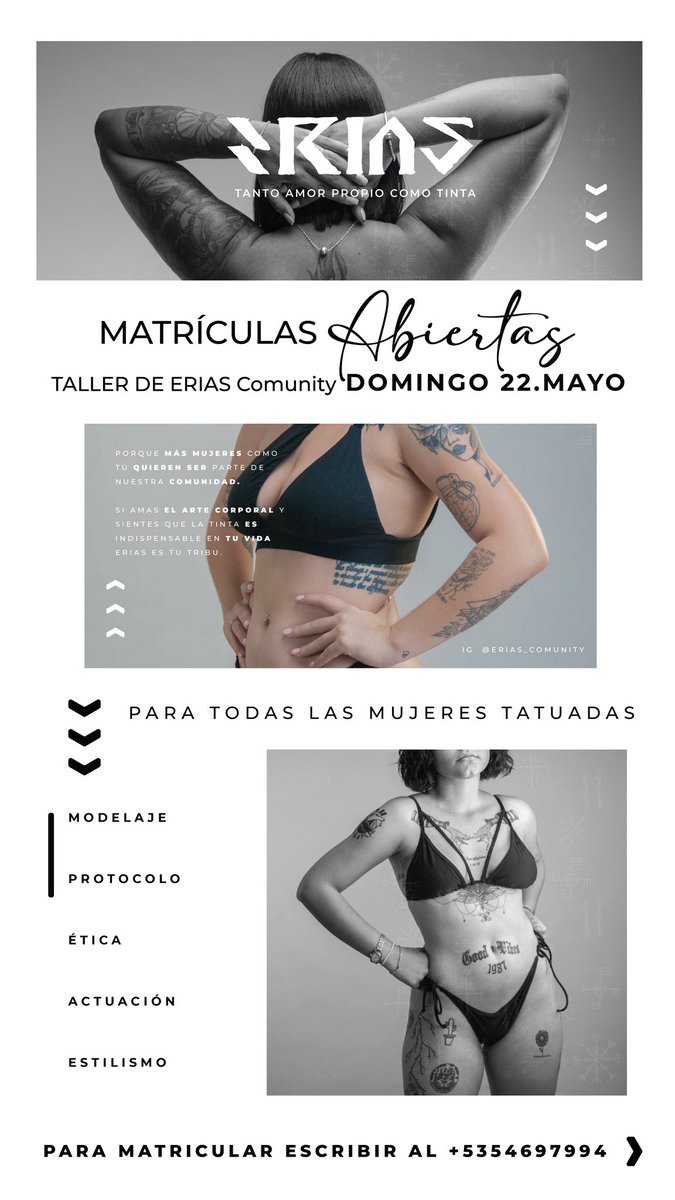 EriasComunity's tweet photo. ERIAS Comunity es una Comunidad de mujeres tatuadas a lo largo de nuestro país que tiene como objetivo insertar a la mujer tatuada a la sociedad como persona de valor social a través de la fotografía y el espectáculo, https://t.co/E8JEhkRIij
