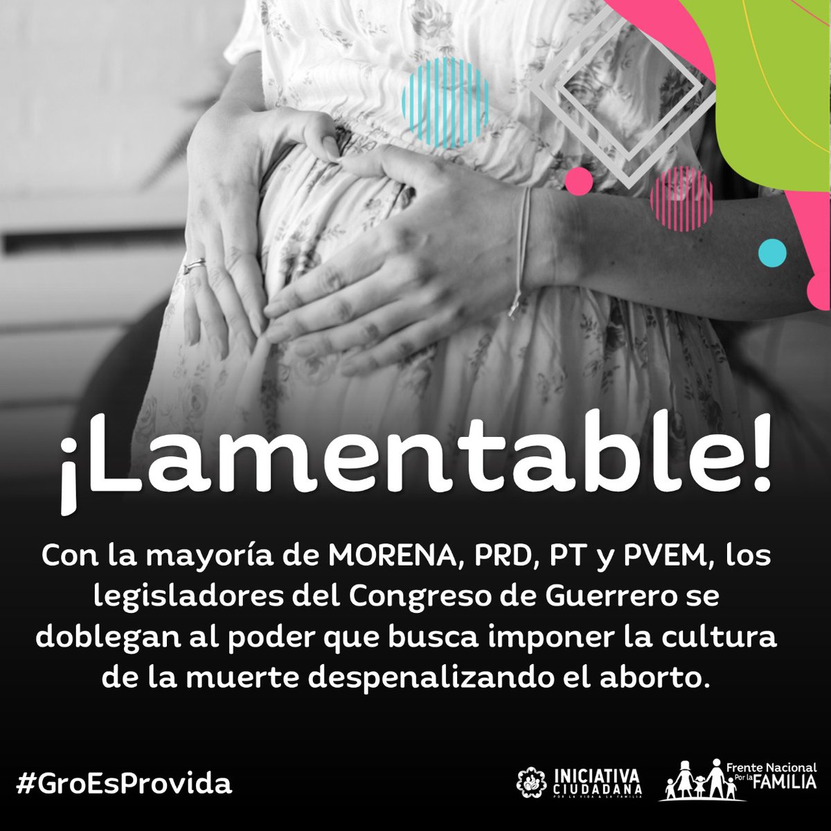 FNxFamilia's tweet photo. Con 30 votos a favor de la mayoría del @congresogro integrada por @dipmorenagro, @prdguerrero_, @PTGUERRERO y @verdeguerrero_, 13 votos en contra, 1 abstención y 1 voto nulo, los legisladores se doblegan al poder extranjero, despenalizando el aborto. #GroEsProvida https://t.co/yVnD2cDtHa