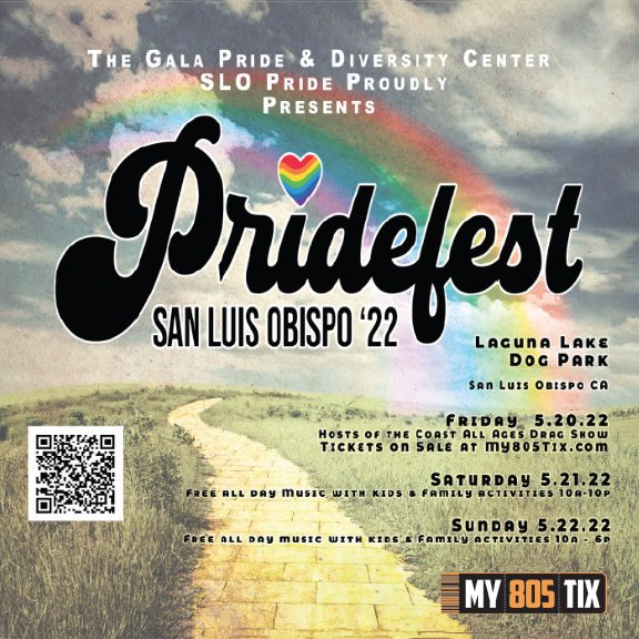 GALA Pride &amp; Diversity Center presents a weekend-long Pride celebration Fri-Sun May 20-22 at Laguna Lake Park in SLO! Activities &amp; park entry are FREE. Get tix for Fri night Drag show &amp; onsite parking: my805tix.com/e/slo-pridefes… 🏳️‍🌈 #GALASLO #SLOpride #SLOPridefest