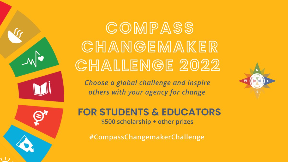 Compass_Ed's tweet photo. Registration opens: May 1
FINAL ENTRY: MAY 31
Winner announcement: June 15
Grand Prize: USD $500 scholarship (1 per category)
There are several additional prizes.
Learn more here: https://t.co/PZXBksNAuF
#CompassChangemakerChallenge #CompassEducation #StudentAgency #Changemakers https://t.co/g32ygVKHGQ
