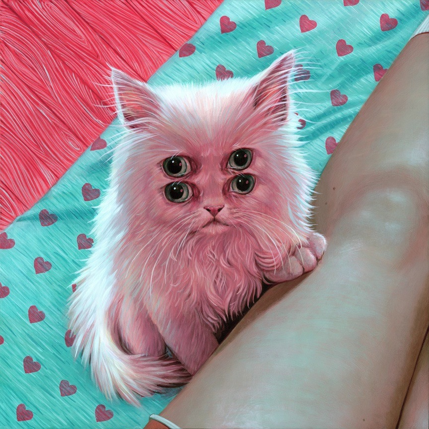 marixapanda's tweet photo. If you guys love kitties and surrealism,and havent check out his amazing art yet,please do! #CaseyWeldon The bat kitten and #LilBub my fav ones 🖤🐱 https://t.co/7IOd7CBxon