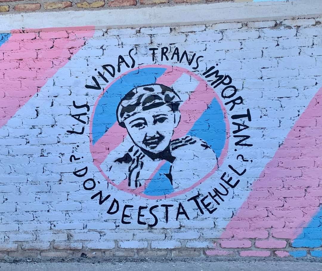 AdrianUrrutia0k's tweet photo. Hoy desde la @SubseDiversidad junto a @BenjaminGenova referente de @VaronesTrans y Fran Sfeir de Masculinidades Trans de la Mesa por la Igualdad Neuquén @MesaIgualdadNqn descrubrimos un mural visibilizando que queremos saber #DondeEstaTehuel 🏳️‍⚧️ https://t.co/yzxijBHNX1
