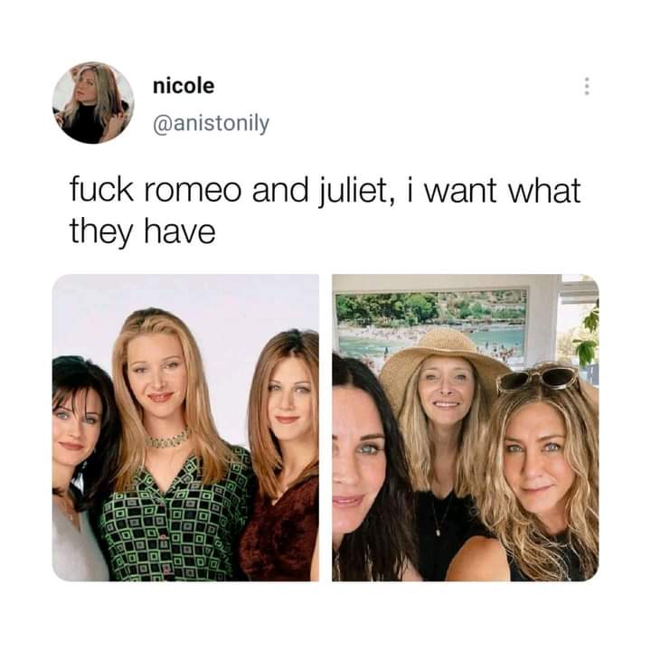 new_effy_stonem's tweet photo. The og trio

@FriendsTV @CourteneyCox @LisaKudrow #JenniferAniston #phoebebuffay #monicageller #ogtrio #bestgirls https://t.co/yZ8HDVmFR3