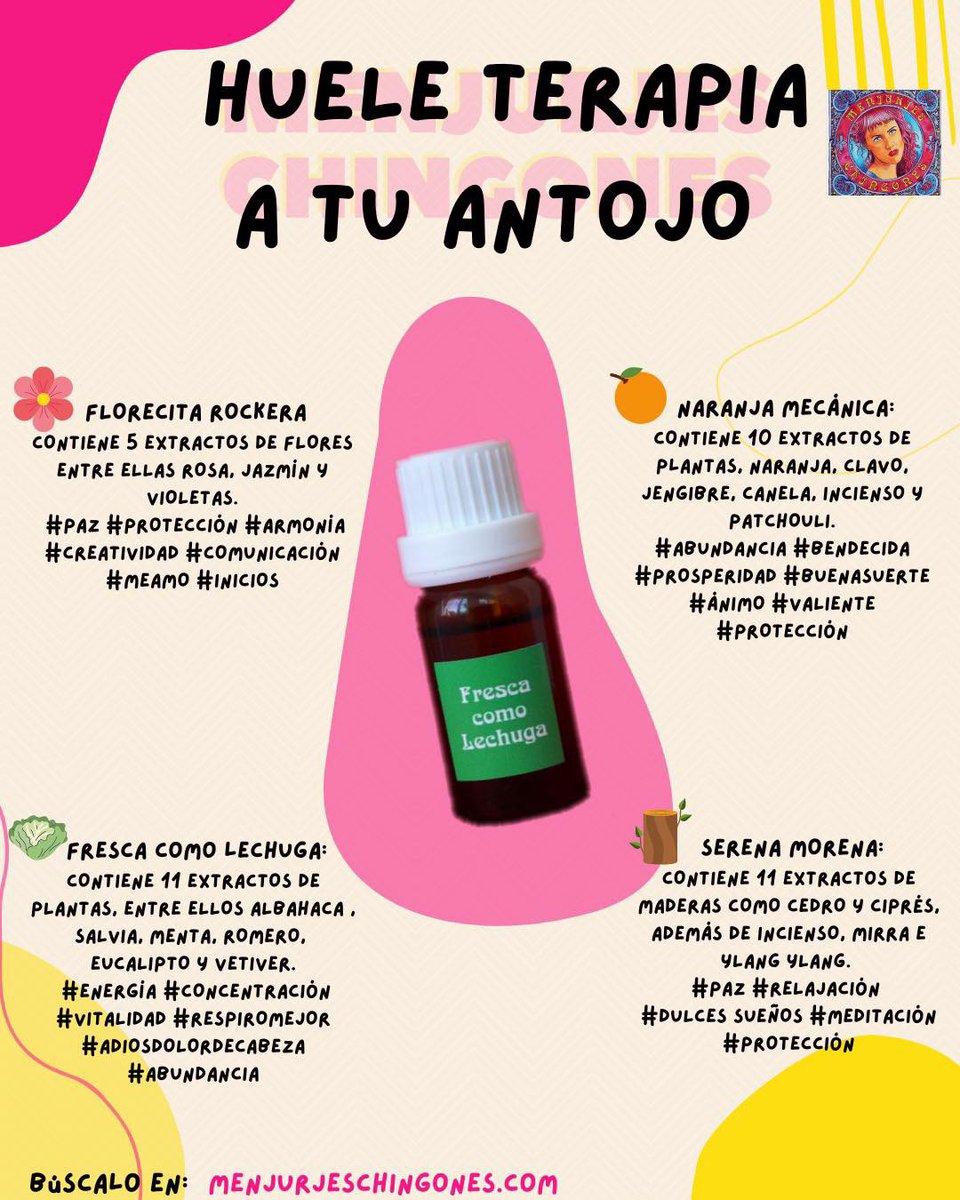 MenjurjesChing1's tweet photo. Elige el que vaya acorde a tus necesidades y disfruta de los beneficios de la Huele-Terapia Chingona
ππ»ββοΈππ»
#aromaterapiavegana #aromaterapia #extractoderosas #extractodejazmin #extractodenaranja #extractodesalvia #extractodecedro https://t.co/9Ul44wGl1K