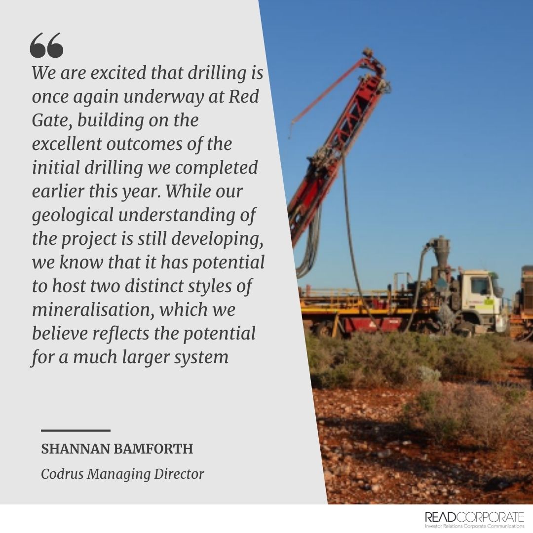 RR_Stars's tweet photo. #Codrus Minerals $CDR has kicked off a highly anticipated 3,000m RC drilling program at its Red Gate gold project in WA to follow up some impressive recent high-grade intercepts #ASX #gold #Ausbiz #exploration
https://t.co/xD0sEALU4o https://t.co/VmPBgp5E7p