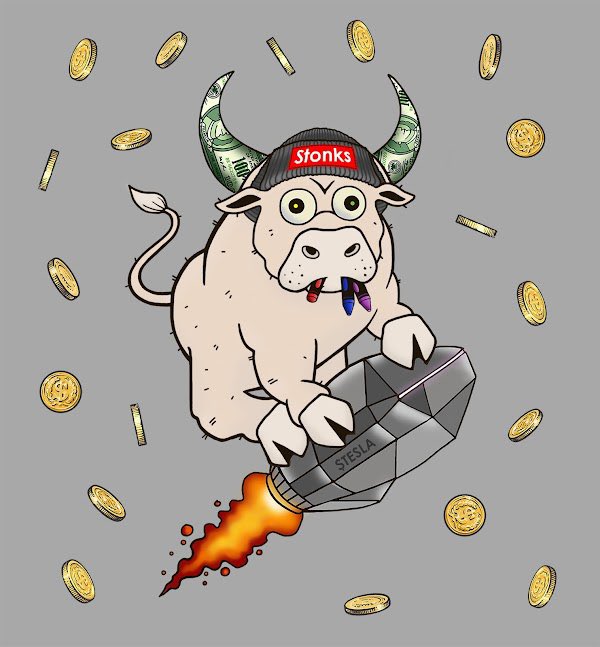 🐂 SPACES GIVEAWAY 🐂

In 30 mins one random listener wins this super rare cyber rocket bull. 

- must be in the spaces
- must follow <a href="/wallstbullsNFT/">Wall St Bulls</a> 
- like this tweet and tag 1 friend

Good luck!