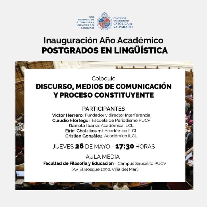Inauguración del año académico de nuestros programas de postgrado en Lingüística. Nos damos el lujo con los cracks <a href="/ElorteguiGomez/">Claudio Elortegui Gomez</a> <a href="/Todomeo/">Cristian González A.</a> <a href="/VictorHerreroA/">Víctor Herrero</a> #PUCV <a href="/pucv_cl/">PUCV</a> @VRIEA_PUCV <a href="/ILCLPUCV/">Instituto de Literatura y Ciencias del Lenguaje</a> <a href="/pucvperiodismo/">Periodismo PUCV</a> <a href="/InterferenciaCL/">Interferencia</a>