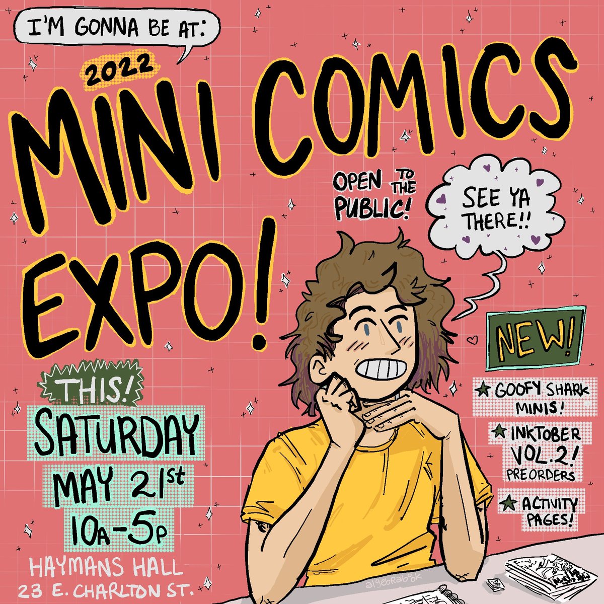algebrabook's tweet photo. whoa!!! guess what folks- I'm gonna be at #MiniComicsExpo this weekend!! a little short notice, but i have a few fun new things that i can't wait to share with everyone (^: !!! all my work is all-ages and made with all my love and quirky humour 🥸🎉

i hope to see you guys there! https://t.co/CanCGJCiRp
