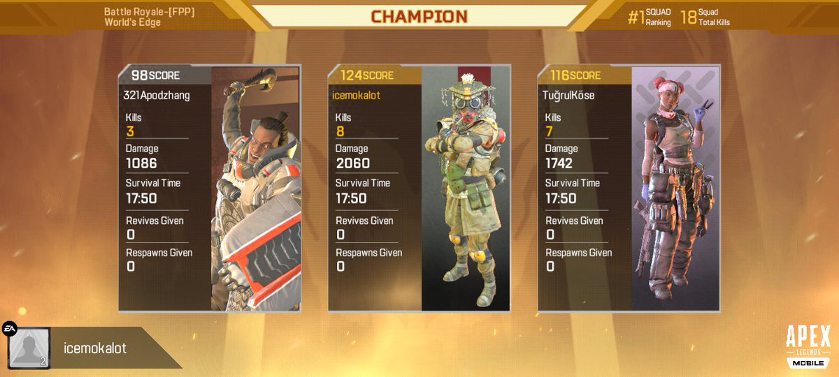 micd403's tweet photo. First Game.....Boom

Kill Leader

Champion

#apexlegendsmobile https://t.co/4bp3XmjF1b