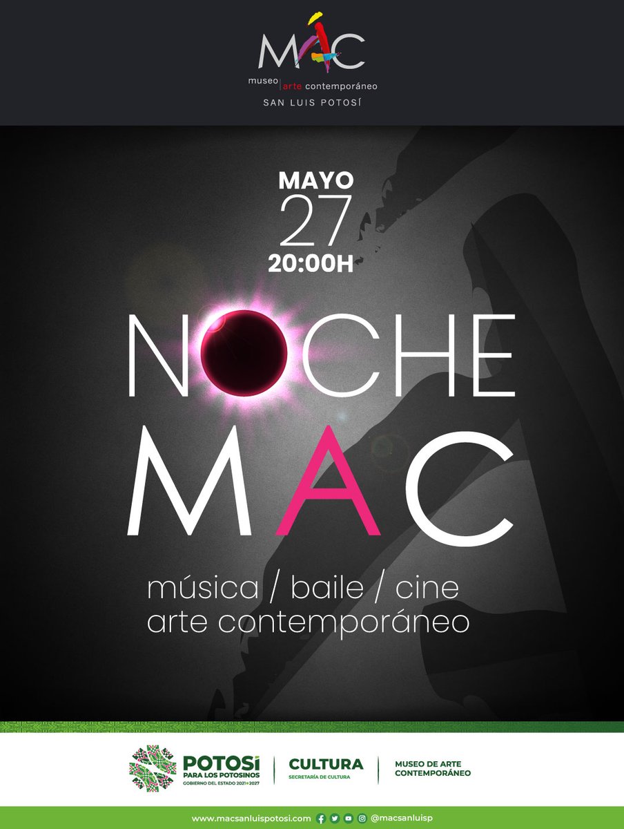 museomacslp's tweet photo. ¡YA ESTÁN A LA VENTA LOS 🎟️BOLETOS PARA LA #NOCHEMAC !

Adquiérelos ya en la taquilla del MAC🏦. Recuerda que el costo es de $50 pesos. Solo mayores de 18 años🔞

Oscar ya vino por los suyos. ¿Tú qué esperas? Ya sabes que se acaban rápido...🏃🏻 https://t.co/cCSjs9SNIh