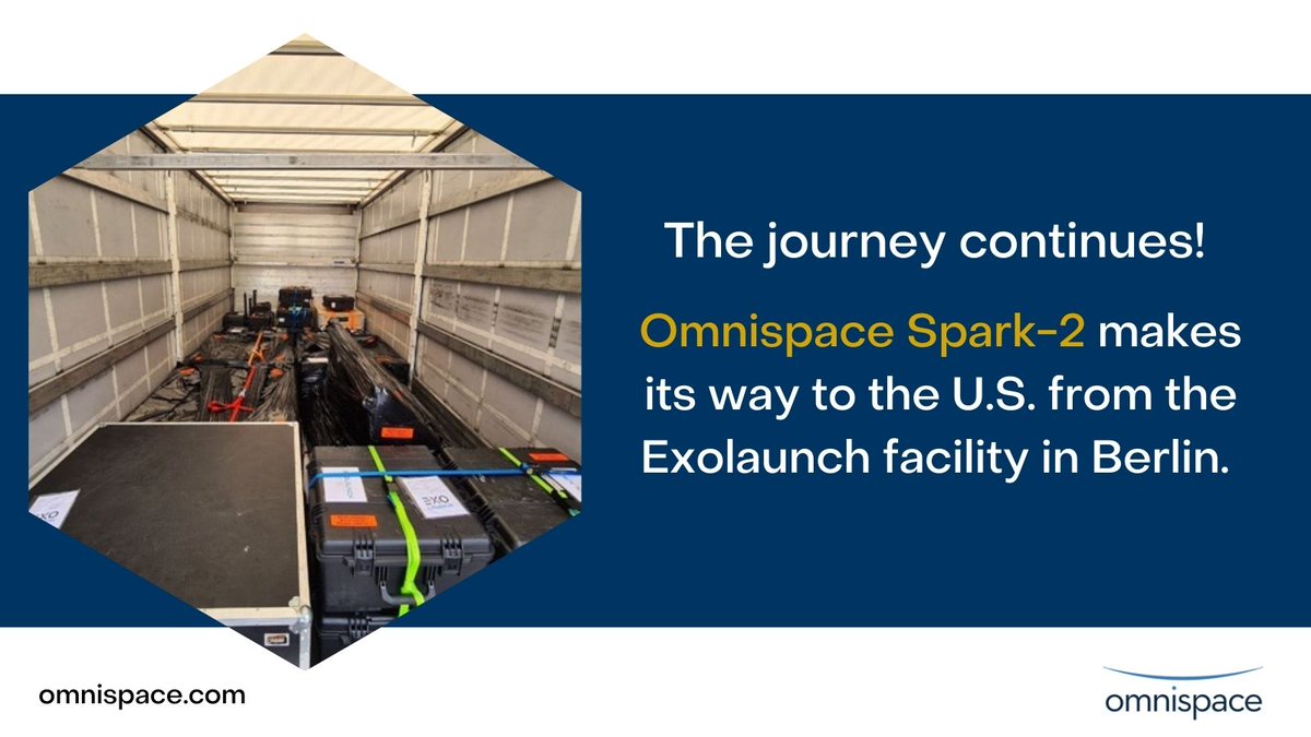 omnispace's tweet image. Our #Omnispace Spark-2 is making its way from
@EXOLAUNCH facility in Berlin to the U.S. for launch. Follow the journey to the 1st #mobile, global hybrid network - omnispace.com @Thales_Alenia_S @ANYWAVES_ @Syrlinks @NanoAvionics  #telecom #satellite #oneglobal