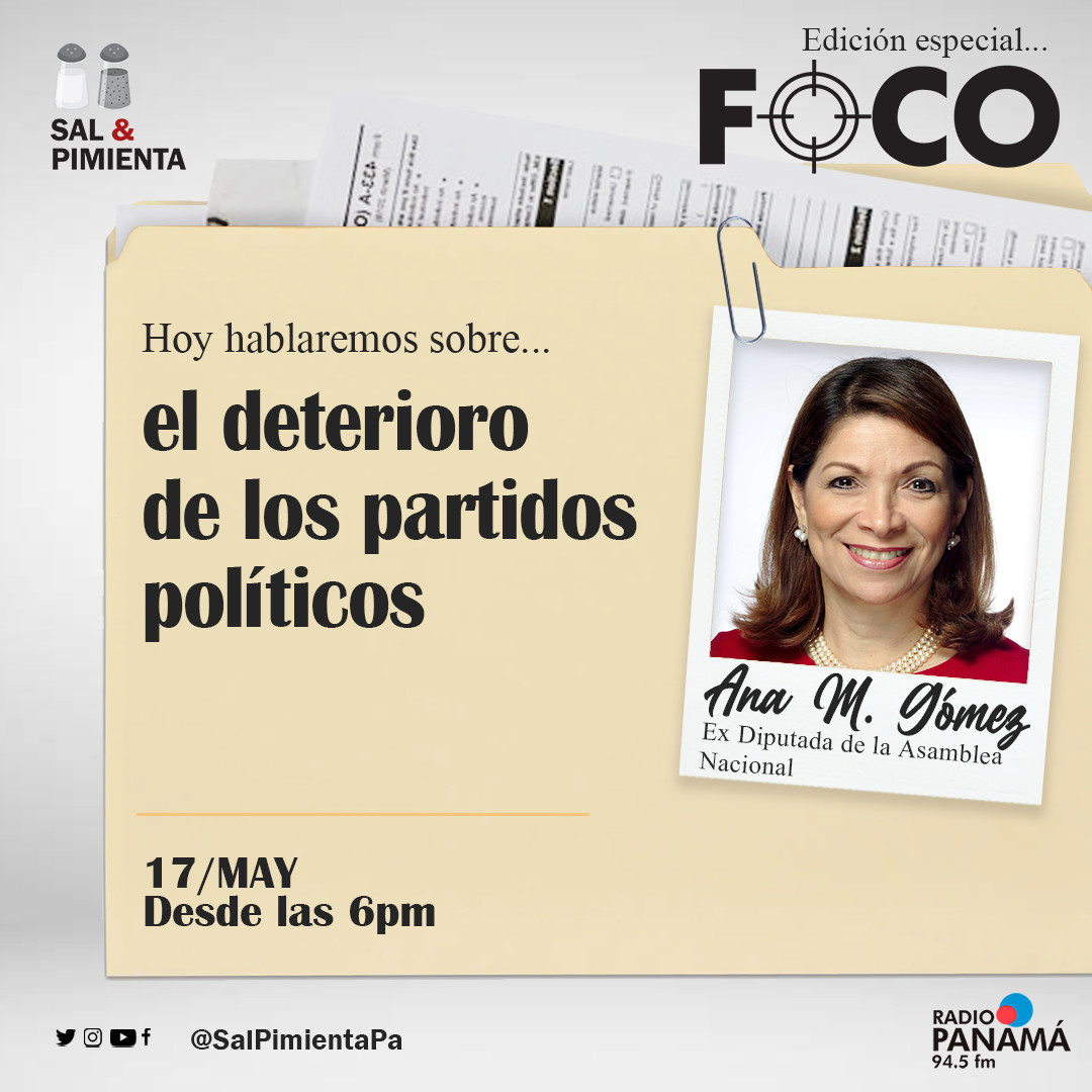 Hoy estaremos con Ana Matilde Gómez, ex diputada de la Asamblea Nacional, para hablar sobre el deterioro de los partidos políticos. Desde las 6:00 pm, por <a href="/radiopanama/">Radio Panamá</a>, en otra edición especial conducida por los amigos de <a href="/focopanama/">Foco</a> 
#elecciones2024 #Partidos #AsambleaNacional