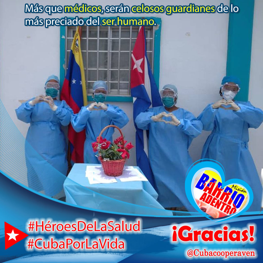 #Fidel: “...un médico internacionalista cubano puede formar a la vez a varios excelentes médicos junto a él, en el mayor laboratorio del mundo, que es la comunidad”.

¡Aniversario 59 de la Colaboración Médica Cubana!

#CubaPorLaVida #CubaCoopera

<a href="/cubacooperaven/">Brigada Médica Cubana en Venezuela</a> <a href="/MINSAPCuba/">Ministerio de Salud Pública de Cuba</a>