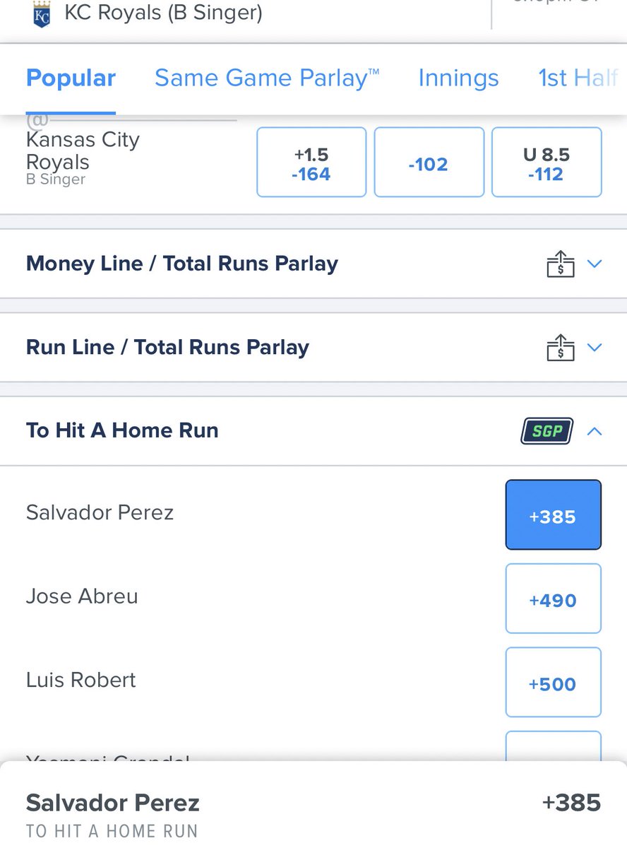 MJCLocks's tweet photo. Dinger Tuesday Pick 14

💣 Salvador Perez HR (+385)

*Game 2

Doubling Down on Salvy Today 🙏

#GamblingTwitter #DingerTues https://t.co/NAyeh86I89