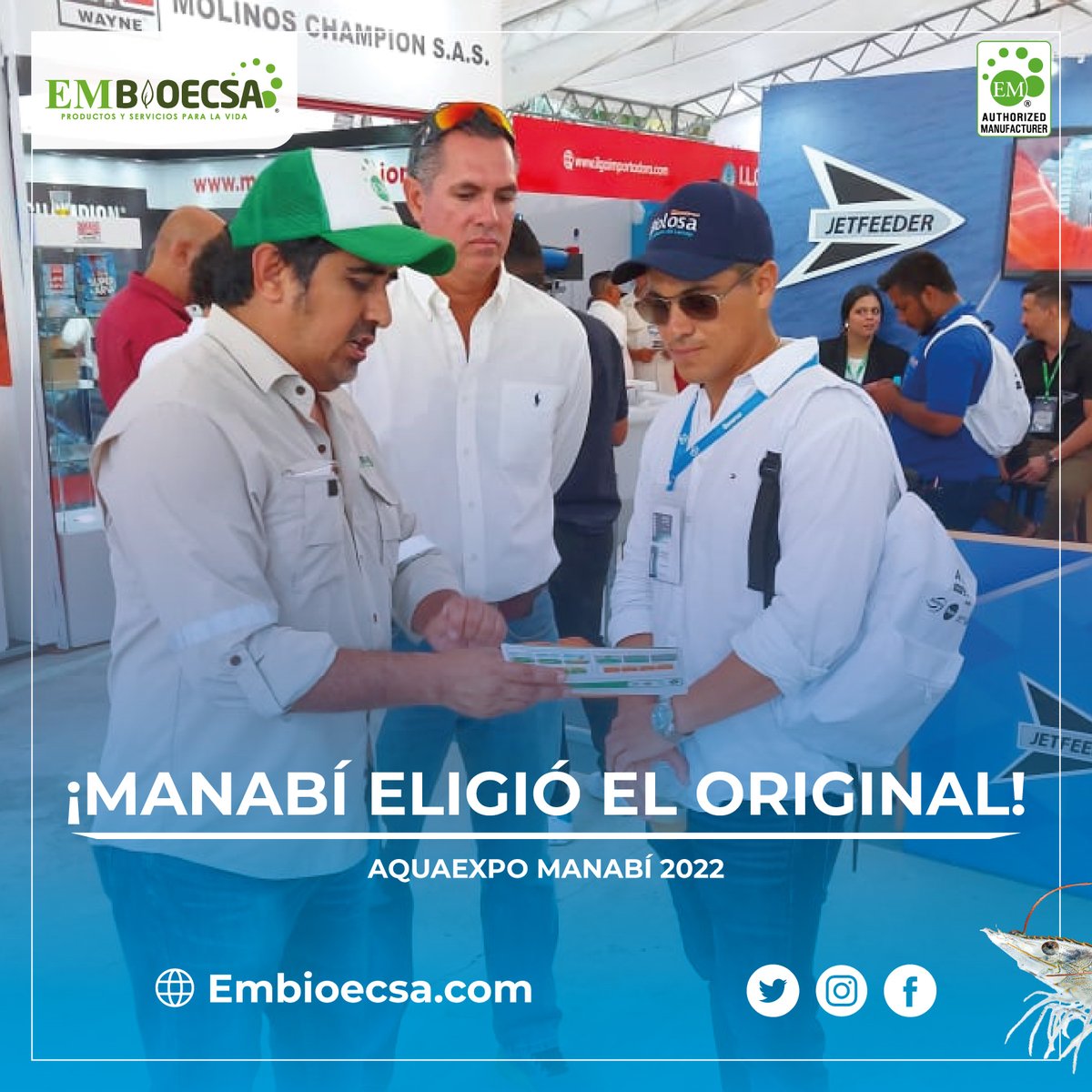 embioecsa's tweet photo. 😁 Estamos contentos de compartir imágenes de nuestra visita al AQUAEXPO Manabí 2022, donde ya identifican la original Tecnología EM™ del Dr. Teruo Higa. ✅

¡Haz tu pedido hoy, contáctanos!
📲 0991229229 / 0981226797
📩 info@embioecsa.com
https://t.co/1FS4BeMYPO https://t.co/0I178B9Dgm