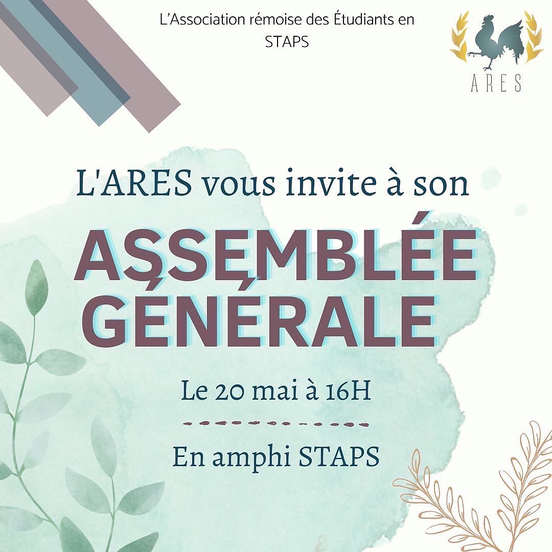 StapsAres's tweet photo. [AG 2022 ����🏻📢]

🔹Vendredi 20 mai, 16h à lieu notre assemblée générale de passation pour l’année 2021-2022🎓

🔹 Retours des différents projets mis en place cette année, bilans moraux des membres du bureau sortant, présentation et élection du futur bureau !

🔹Venez nombreux 😁 https://t.co/D4K1oYiIhh