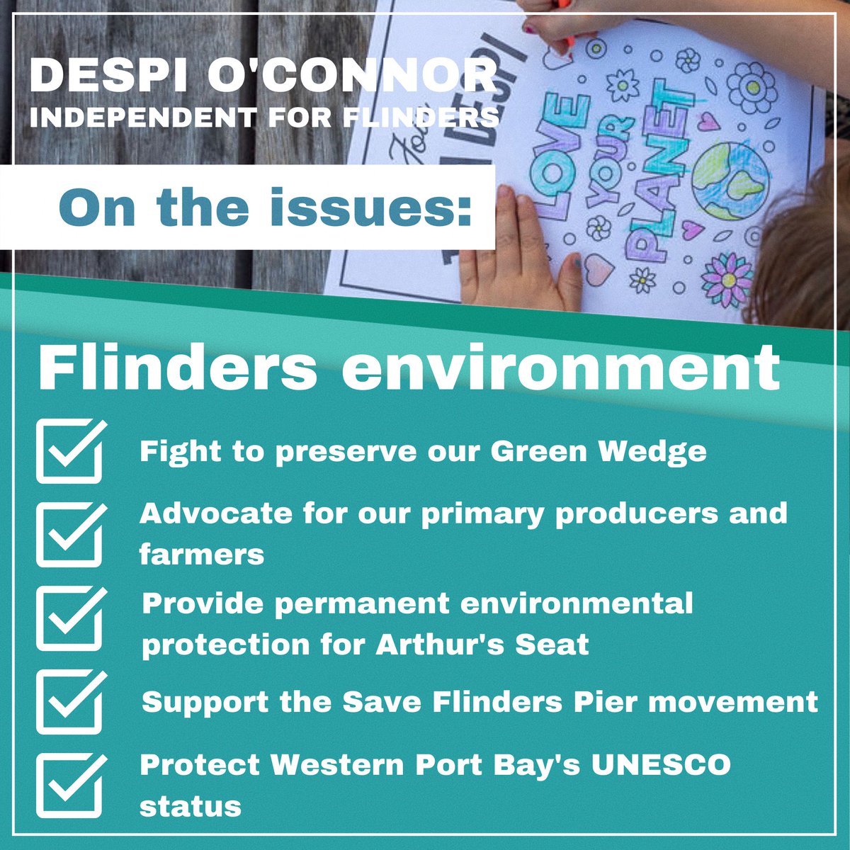 AgPeriUrban's tweet photo. Vote 1️⃣ Despi O'Connor for Climate Action.
#ausvotes #TeamDespi
🗳 #ClimateAction
🗳 #FlindersVotes
🗳 #ActforClimate
#IndependentsDay
🟩 @despioconnor
🟩 @CforClimate
🟩 @_regenerators
🟩 @healthy_climate
ℹ How to Vote for Climate 📽 via @damongameau 👇🏼 https://t.co/HMpHtAqRjb https://t.co/dt9rcjJYeA