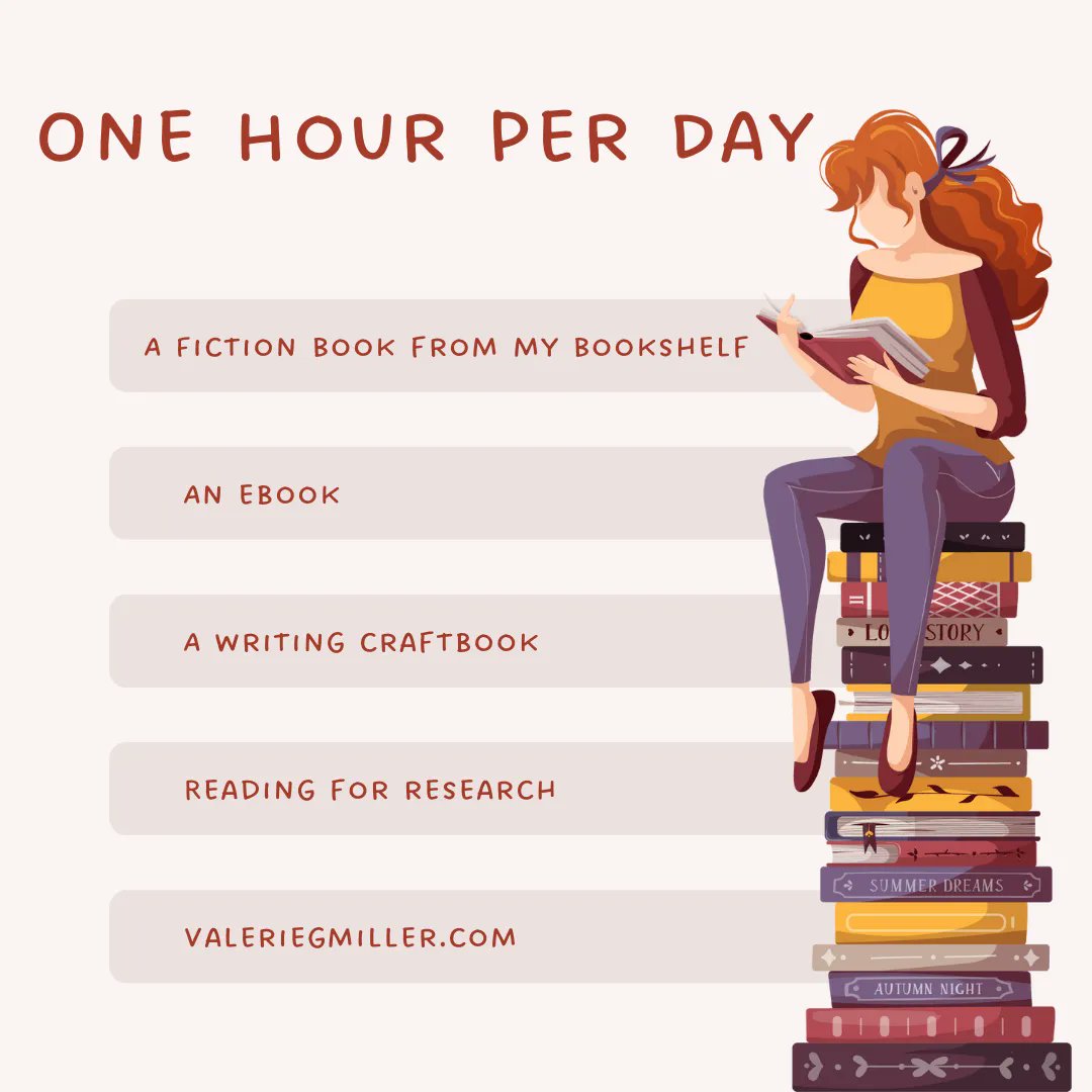 valeriegmiller's tweet image. I have so many books I want to read. My bookshelf is overflowing that I now have them stacked on my desk and on my chest of drawers in the bedroom. And there’s more on my iPad.  I have decided to read for one hour per day. #writingcommunity #stacksofbooks #amreading