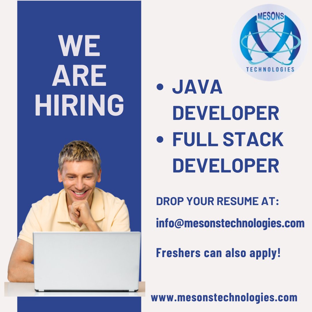 Mesonstechinc's tweet photo. Now Hiring!
Drop your resumes at info@mesonstechnologies.com

#jobsincanada #canadajobs #jobseekers #javadeveloper #seniorjavadeveloper #java #fullstackdeveloper #fullstack #developers #hiring https://t.co/UpIlkbCpYb