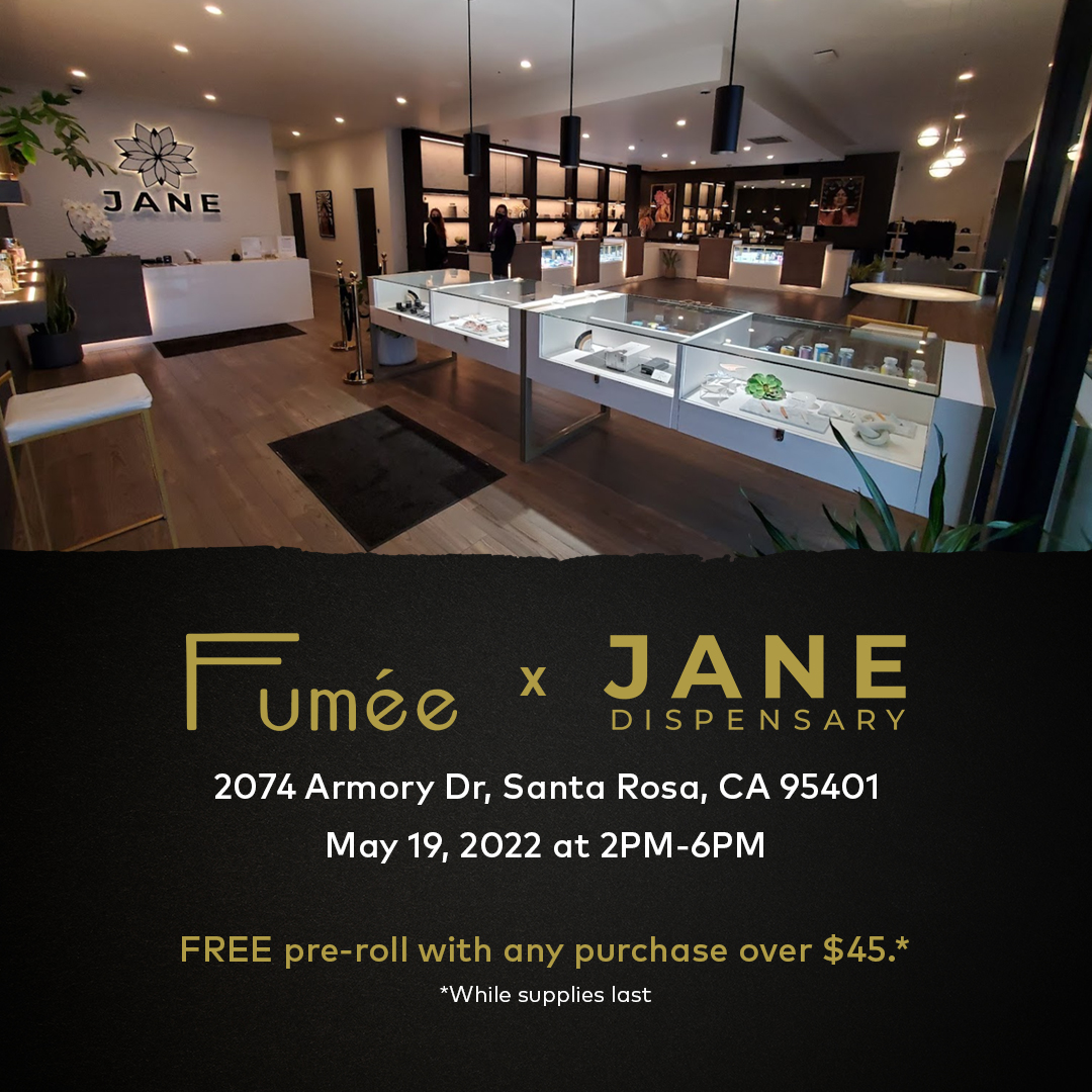 Come see our demo at JANE Dispensary this Thursday on May 19th! Get a FREE pre-roll with any purchase over $45 while supplies last. #cannabis #weed #marijuananews