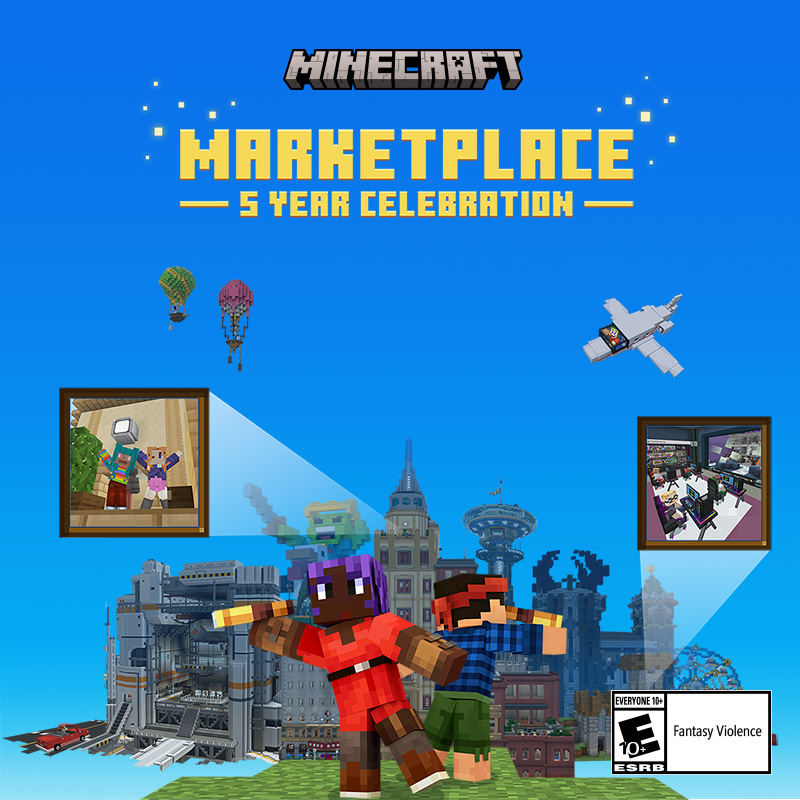 XboxBR on X: Estamos celebrando os 5 anos de Minecraft Marketplace!  Aproveite descontos e um mapa novo gratuito!  / X