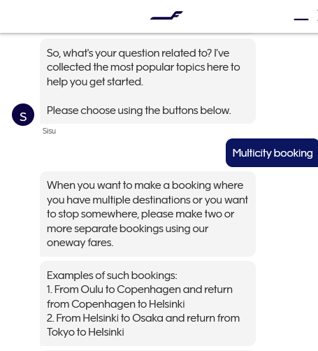 Dear <a href="/FinnairHelps/">FinnAirHelps</a> and Sisu robot, Are you seriously advising  6+ multicity trip to be reserved manually as oneways when your new website doesn't support this multicity feature anymore? #CustomerService