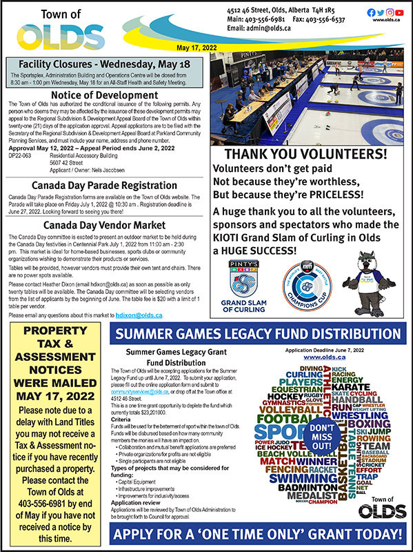 TownOfOlds's tweet photo. This week's Town of Olds newspaper ad. Get your printable version at https://t.co/uu9yWDcC5M.

#TownofOlds  #OldsAB  #OldsAlberta #MyOlds https://t.co/t7RhUw2UIF