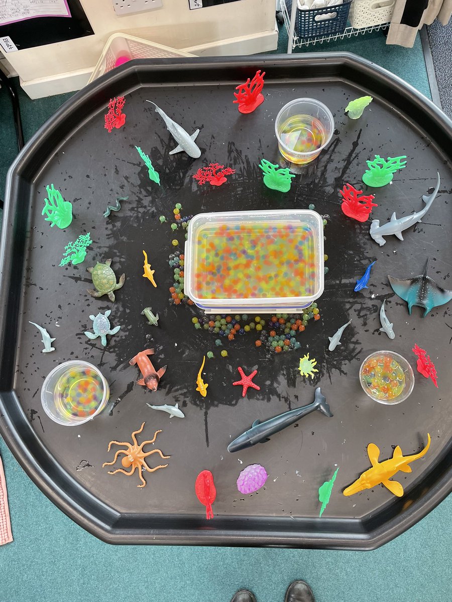 sword_miss's tweet photo. Prep 2 have also been enjoying our water animal habitat with a range of aquatic animals and some sensory orbeezs 🌊  #tufftray #learnthroughplay https://t.co/Va8ryNf4hh