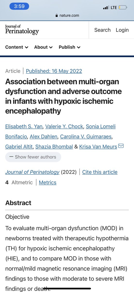New multi-institutional and multi-disciplinary article! Improve recognition of multi-organ dysfunction may allow for organ-specific care in HIE population. ⁦@SBonifacioNeo⁩ ⁦@KrisaVan⁩ ⁦@VChockMD⁩ #Neonatology #Neurocriticalcare